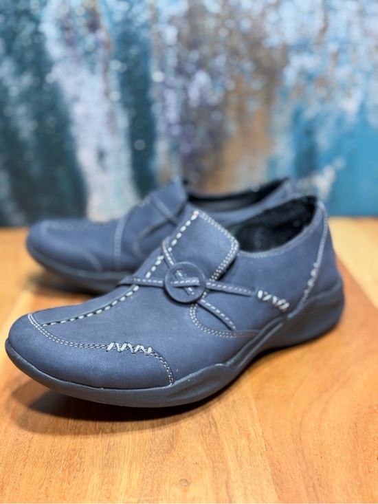 Clarks Shoes - Clarks Minimalist Wave Walk Navy‎ Leather Comfort Loafers 2010s (VGUC)